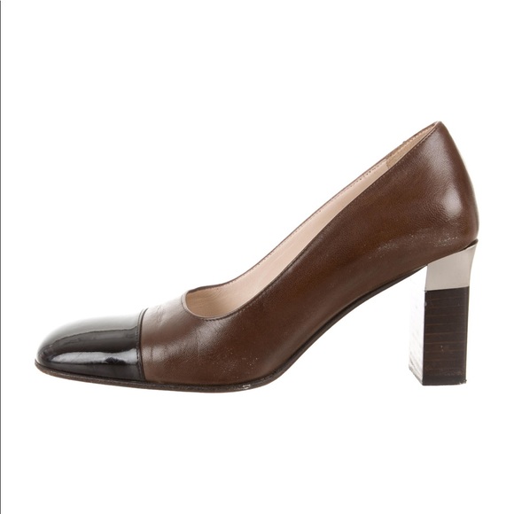 Authentic Brown CHANEL Square-Toe Pumps - Picture 3 of 5